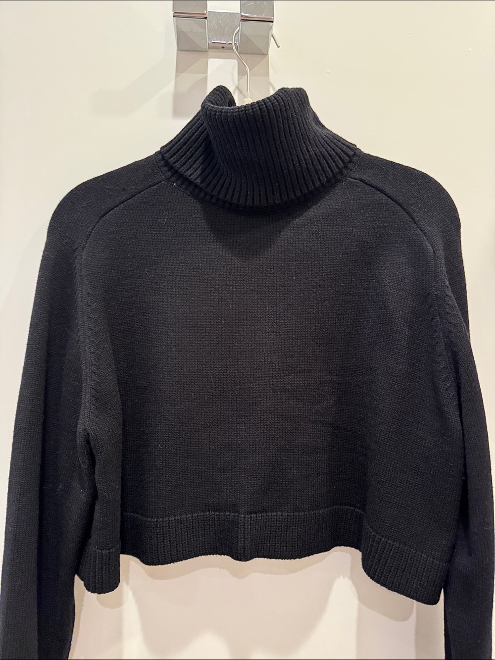 Zara Black Ribbed Turtleneck Crop Sweater